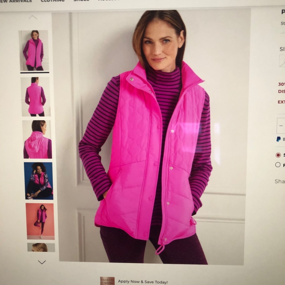 T by Talbots NWOT Packable Vest hi lo hem hidden hood size large $169 from 2023